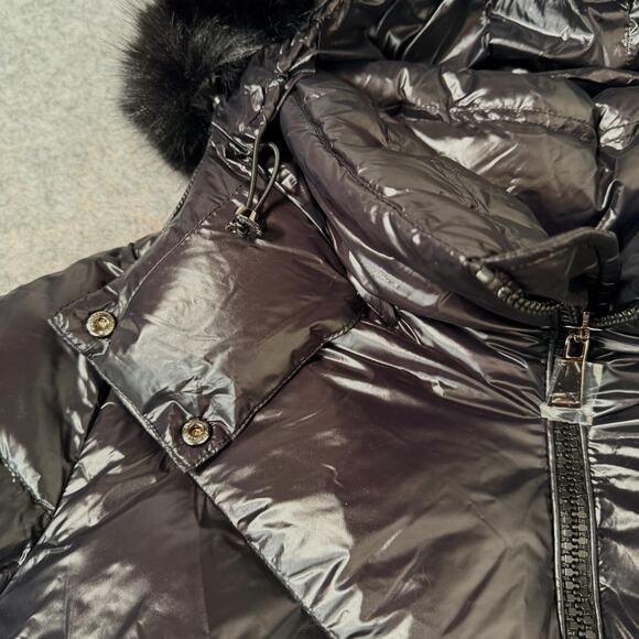 Moncler Designer Jacket Black Hooded Puffer Insulated Fur Size Unisex Large NEW - Picture 15 of 16